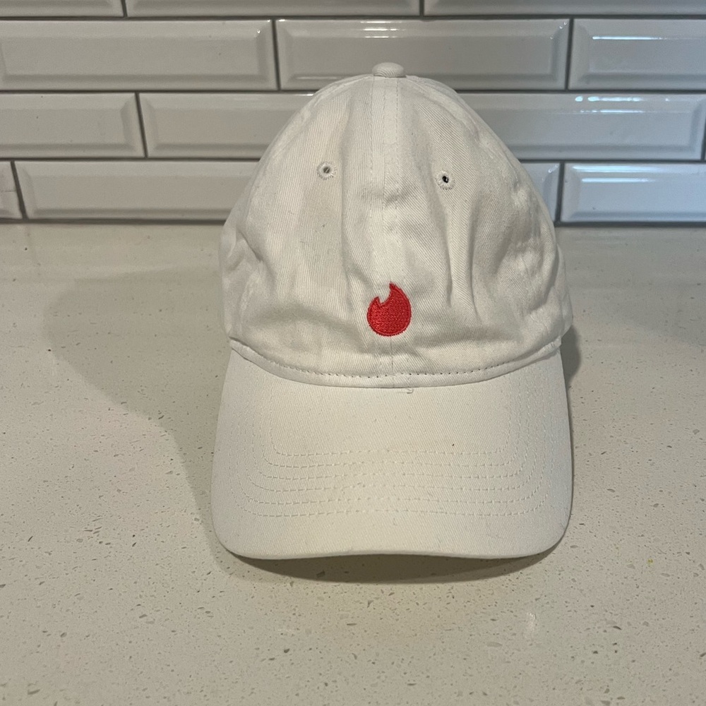 Tinder Swipe Right White Pink Embroidered Ball Cap Hat One Size